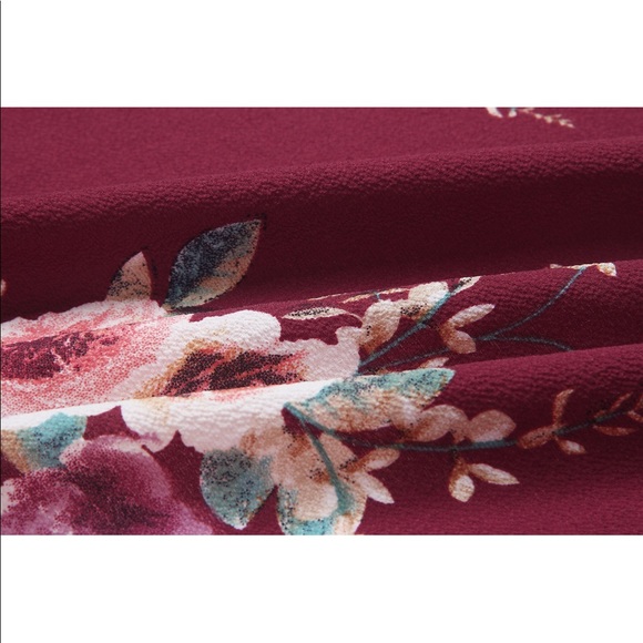 HP! Vacation Ready wine floral off shoulder dress - Picture 8 of 8